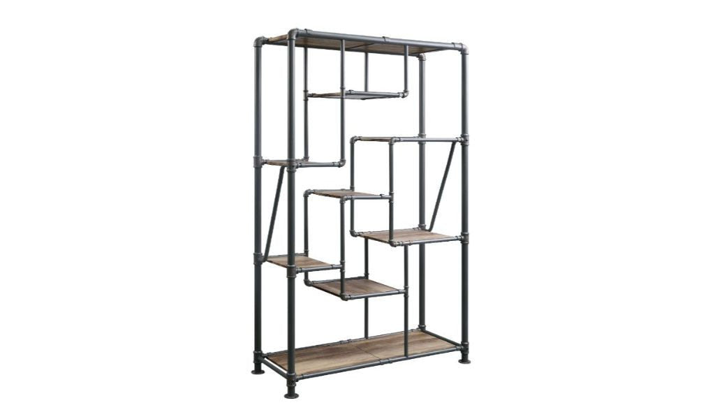 Gray And Brown Metal Eight Tier Bookcase