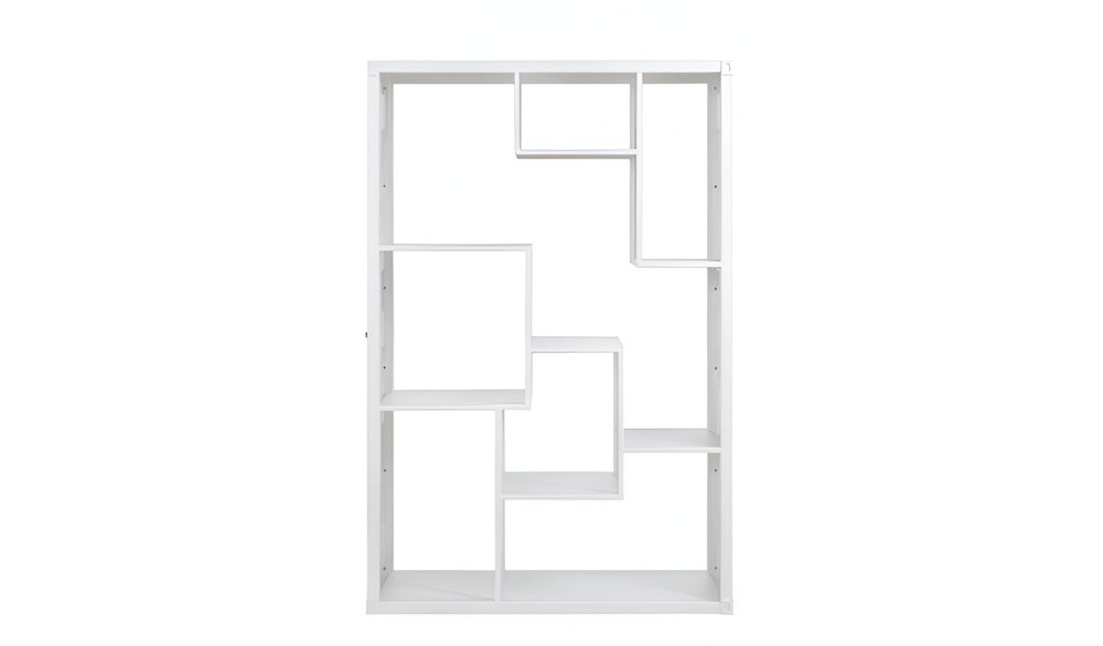 75" White Metal Seven Tier Geometric Bookcase