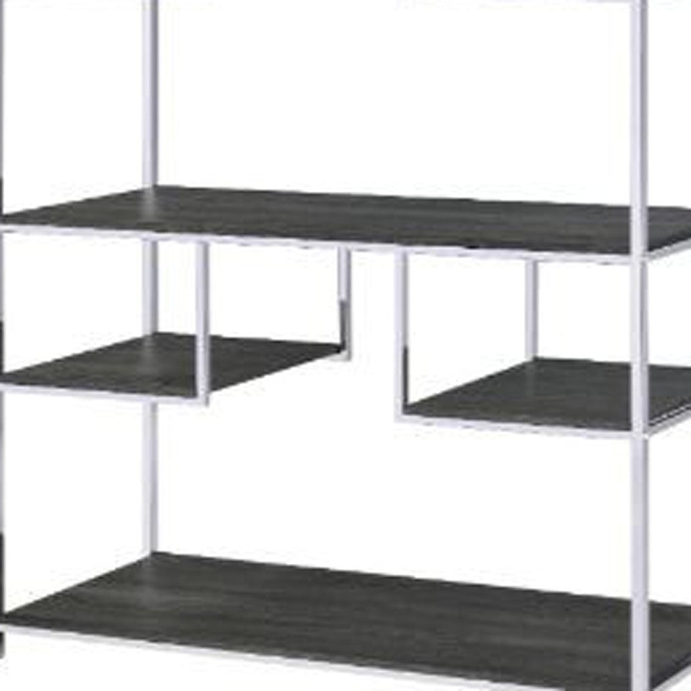 Gray And Silver Metal Seven Tier Geometric Bookcase