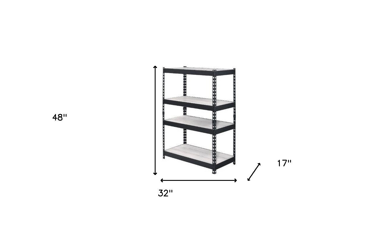 Brown And Black Metal Adjustable Four Tier Bookcase