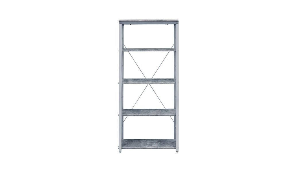 Gray And Silver Metal Four Tier Etagere Bookcase