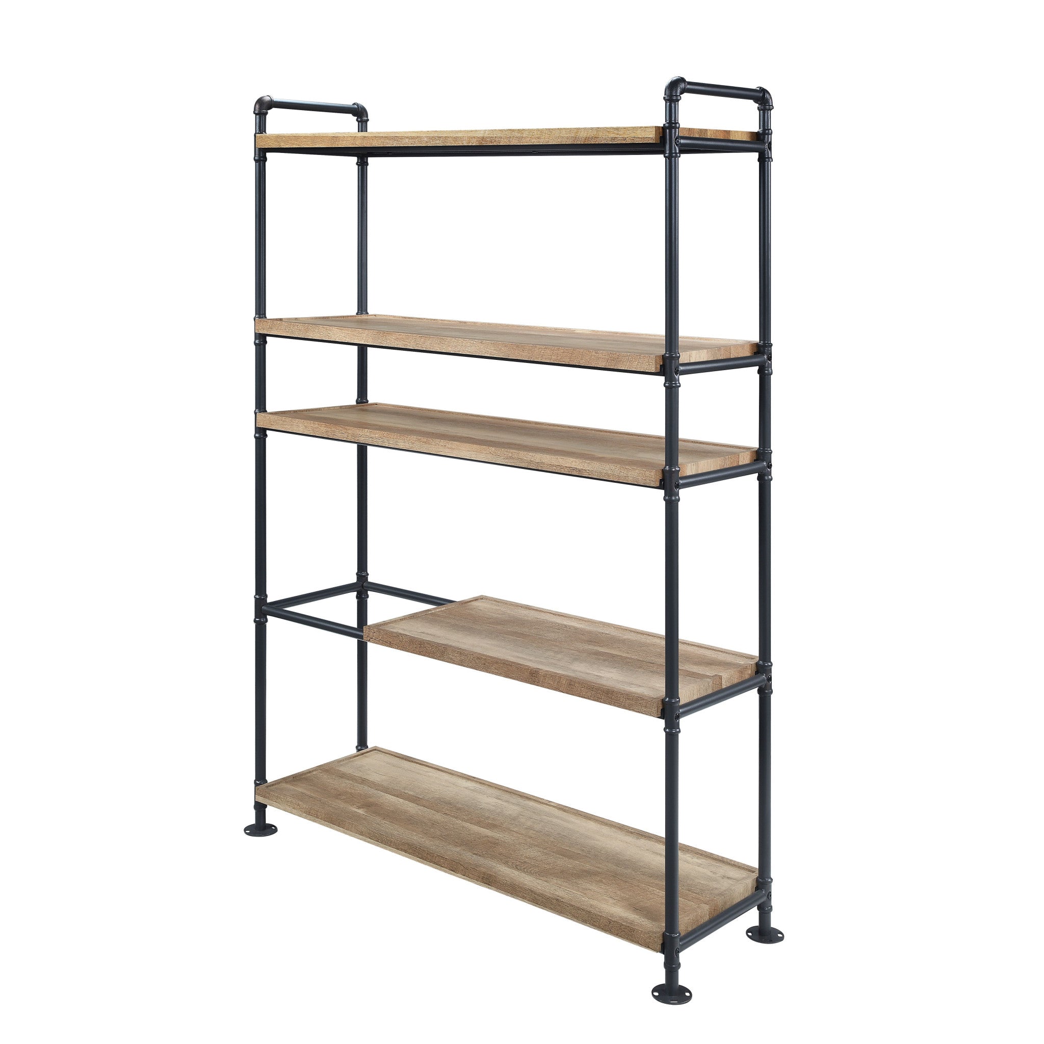 Brown And Black Metal Five Tier Etagere Bookcase