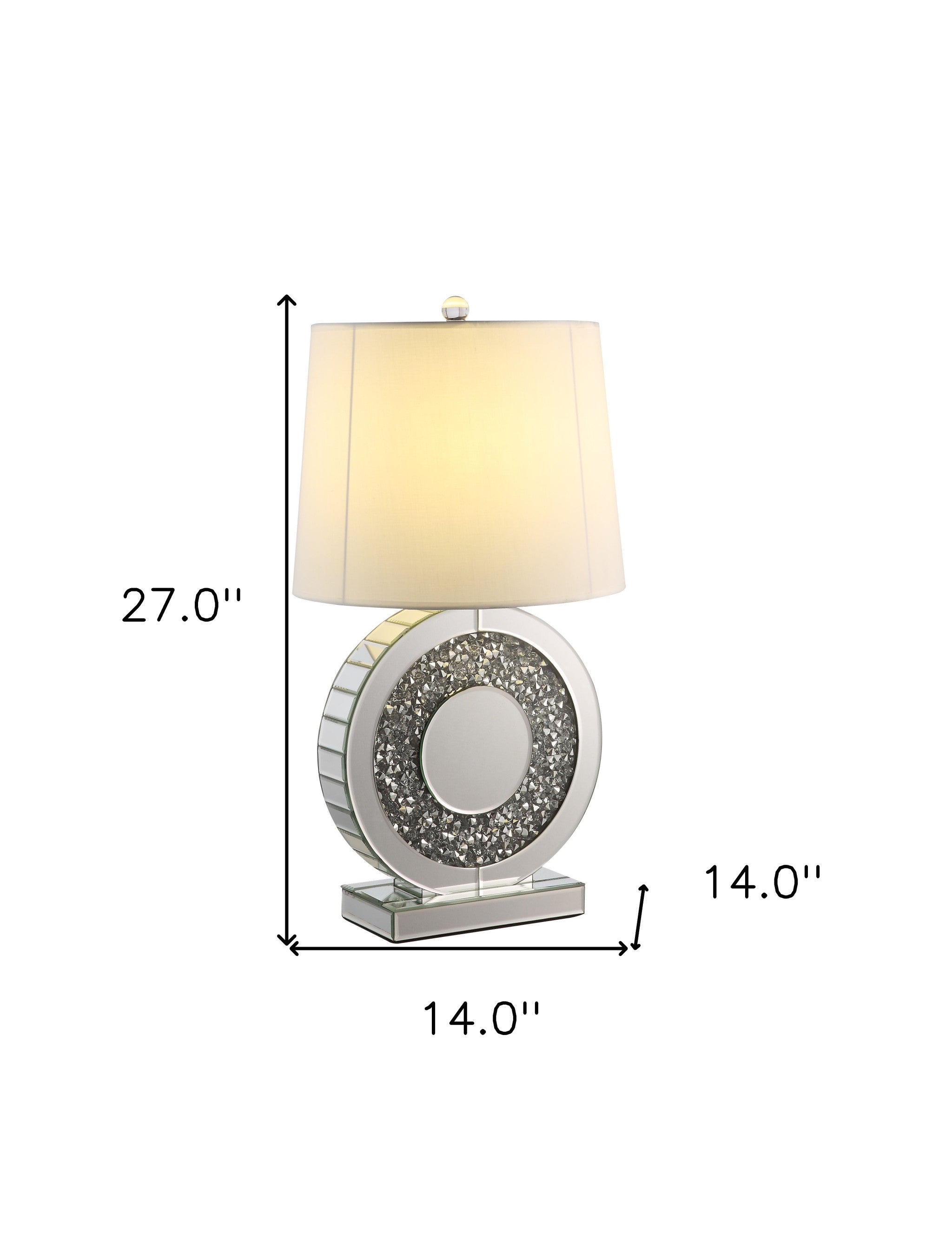 27" Clear Glass Table Lamp With White Square Shade