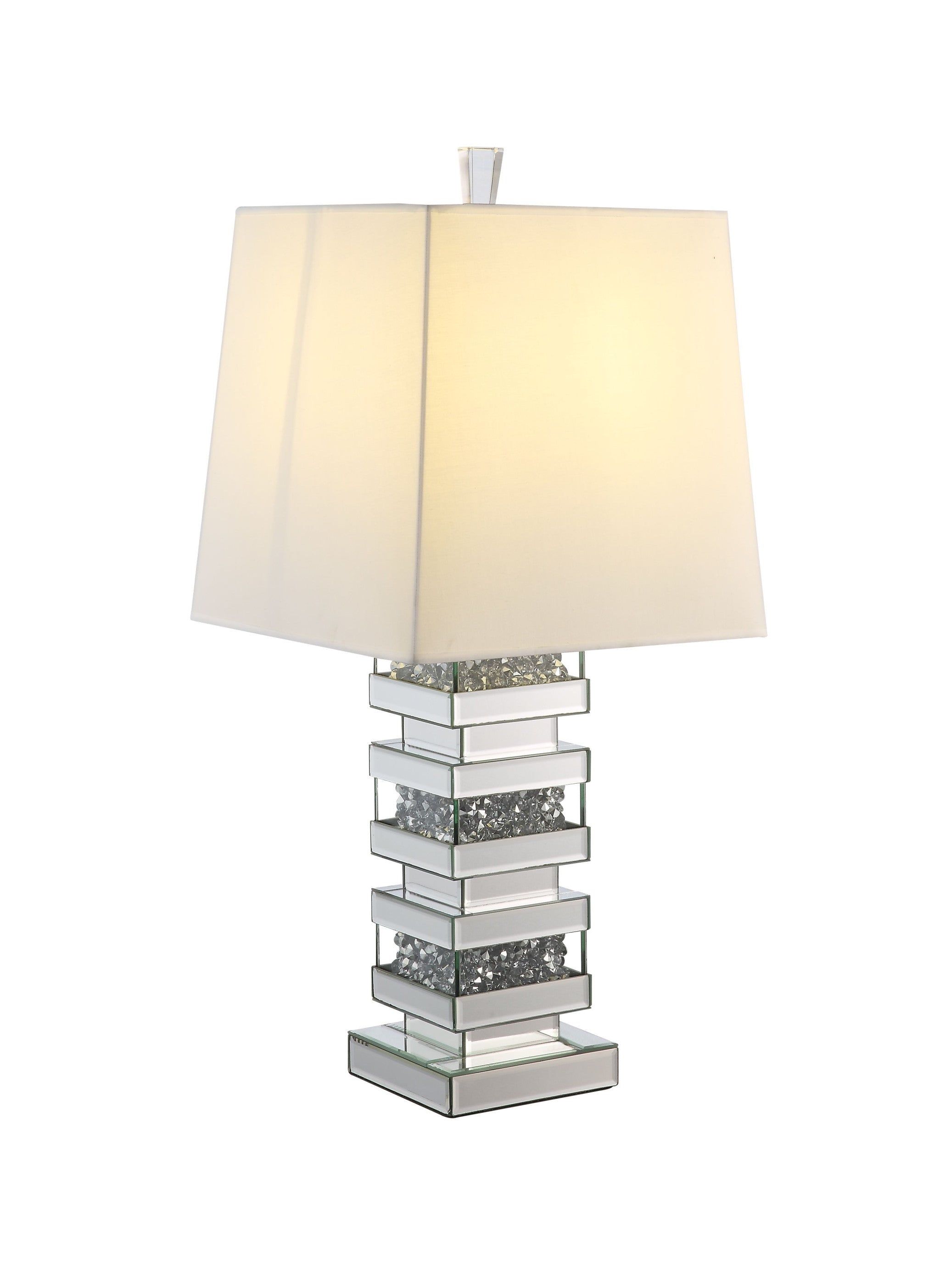30" Clear Glass Table Lamp With White Empire Shade