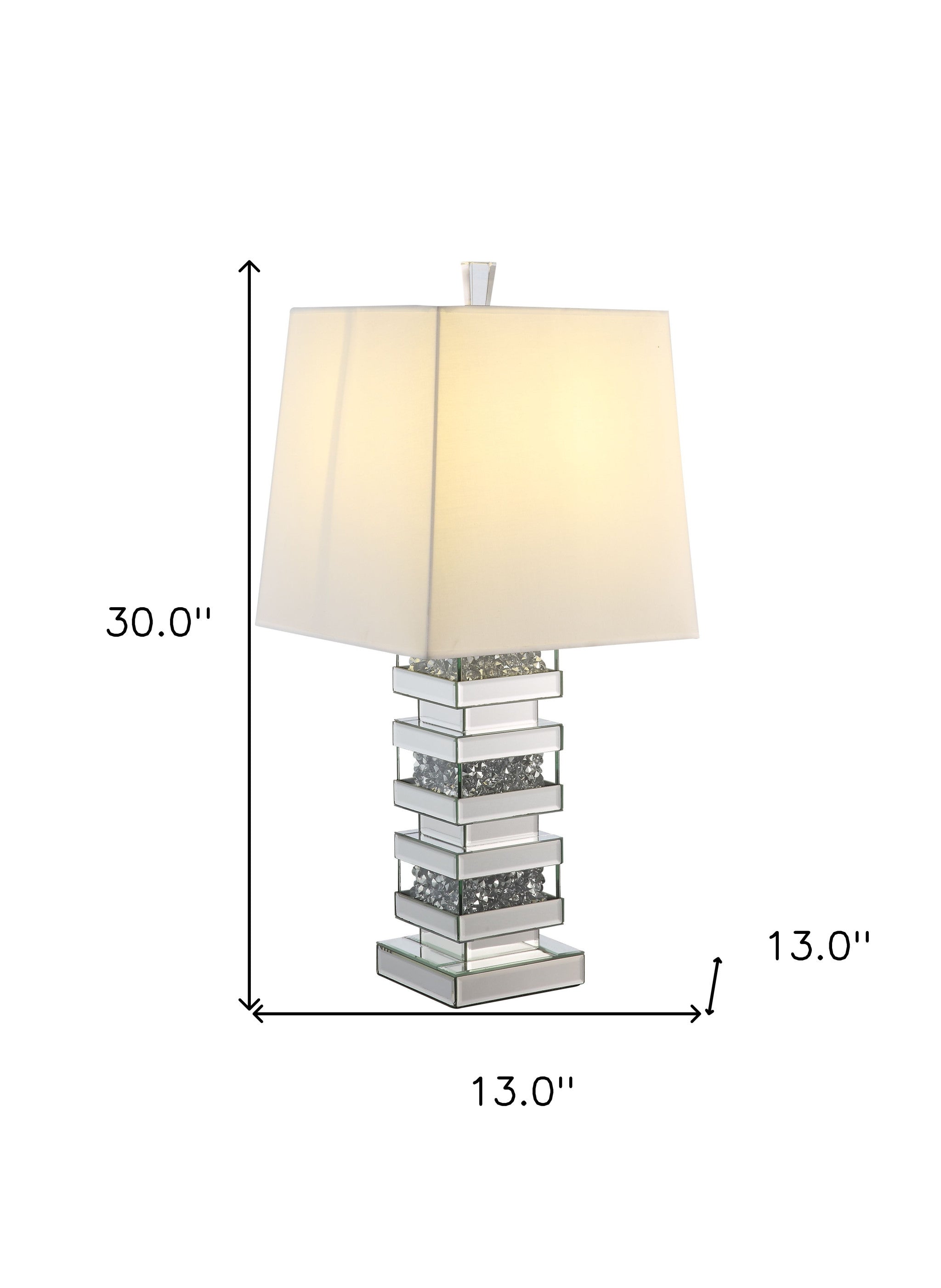 30" Clear Glass Table Lamp With White Empire Shade