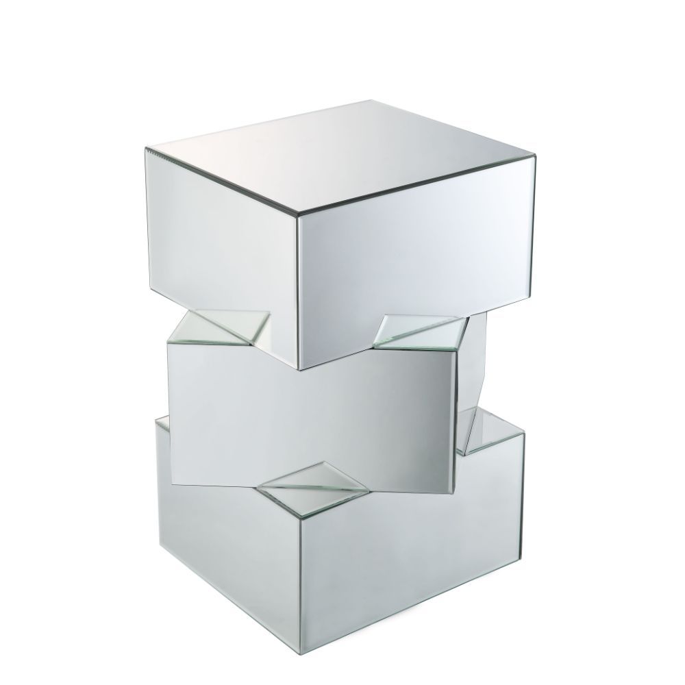 24" Clear Mirrored Square Mirrored End Table
