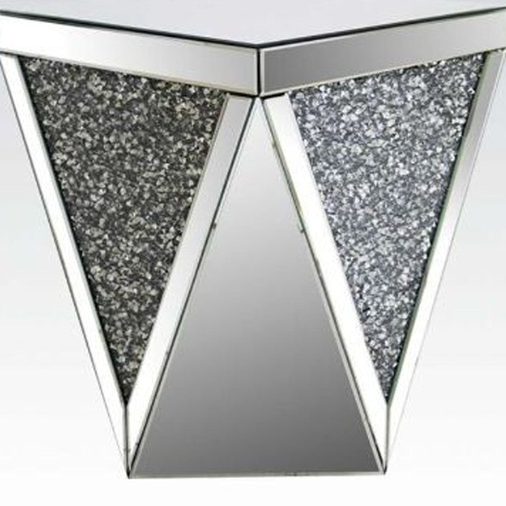 23" Grey And Clear Mirrored Square Mirrored End Table