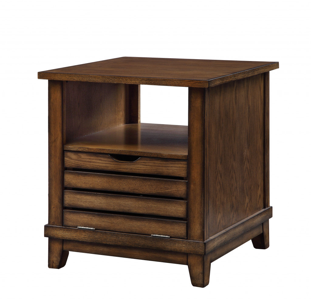 26" Oak Manufactured Wood Square End Table