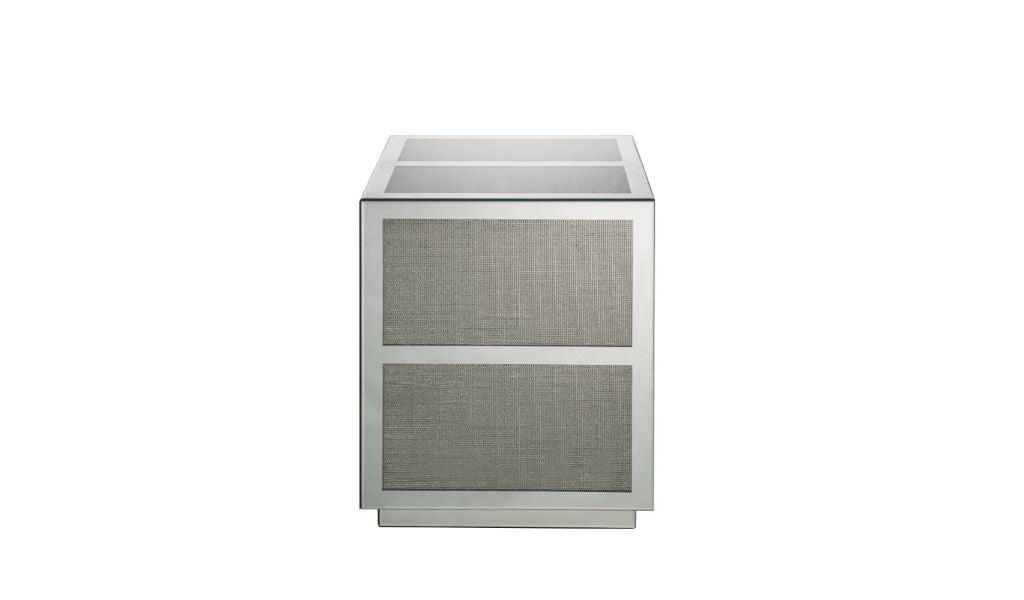 24" Silver And Clear Glass And Stone Square End Table