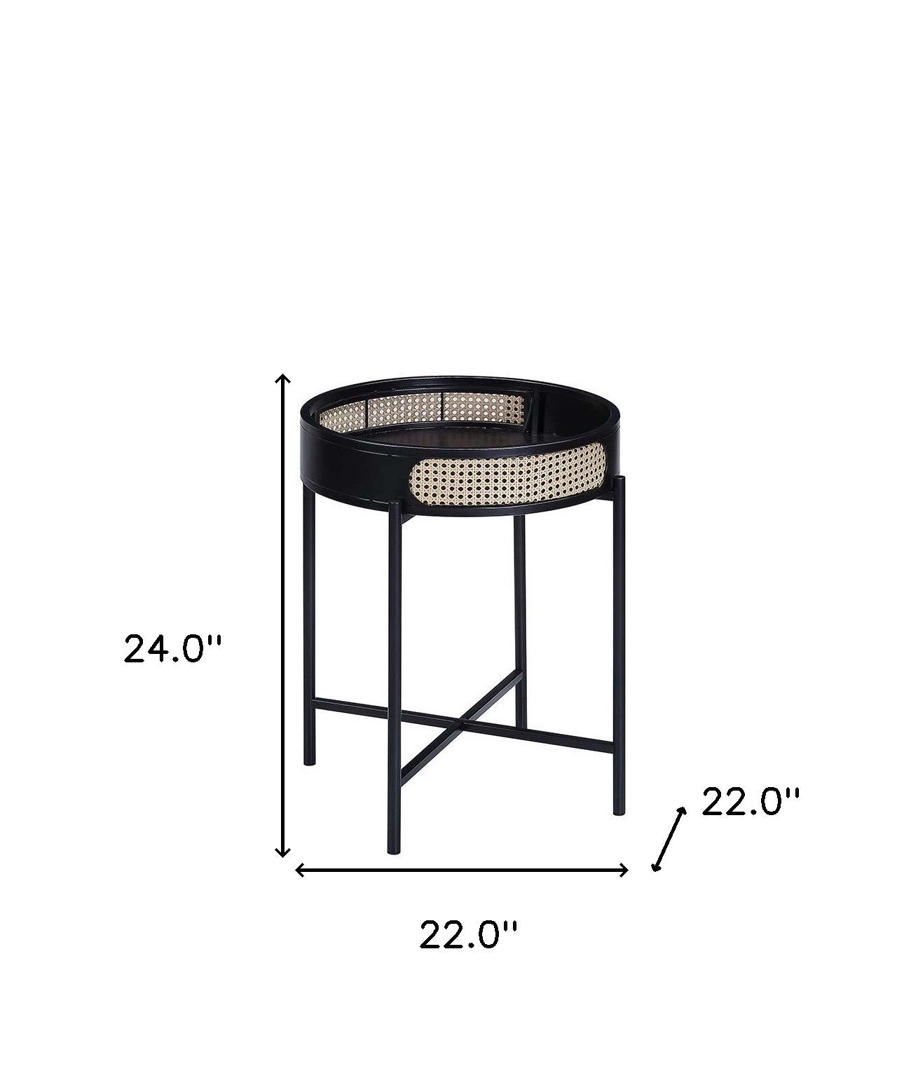 24" Black Melamine Veneer And Manufactured Wood Round End Table