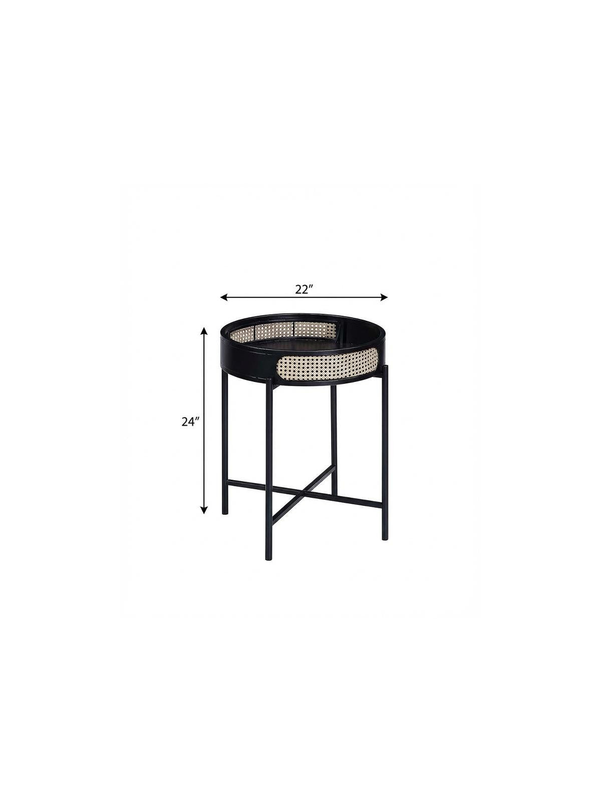 24" Black Melamine Veneer And Manufactured Wood Round End Table