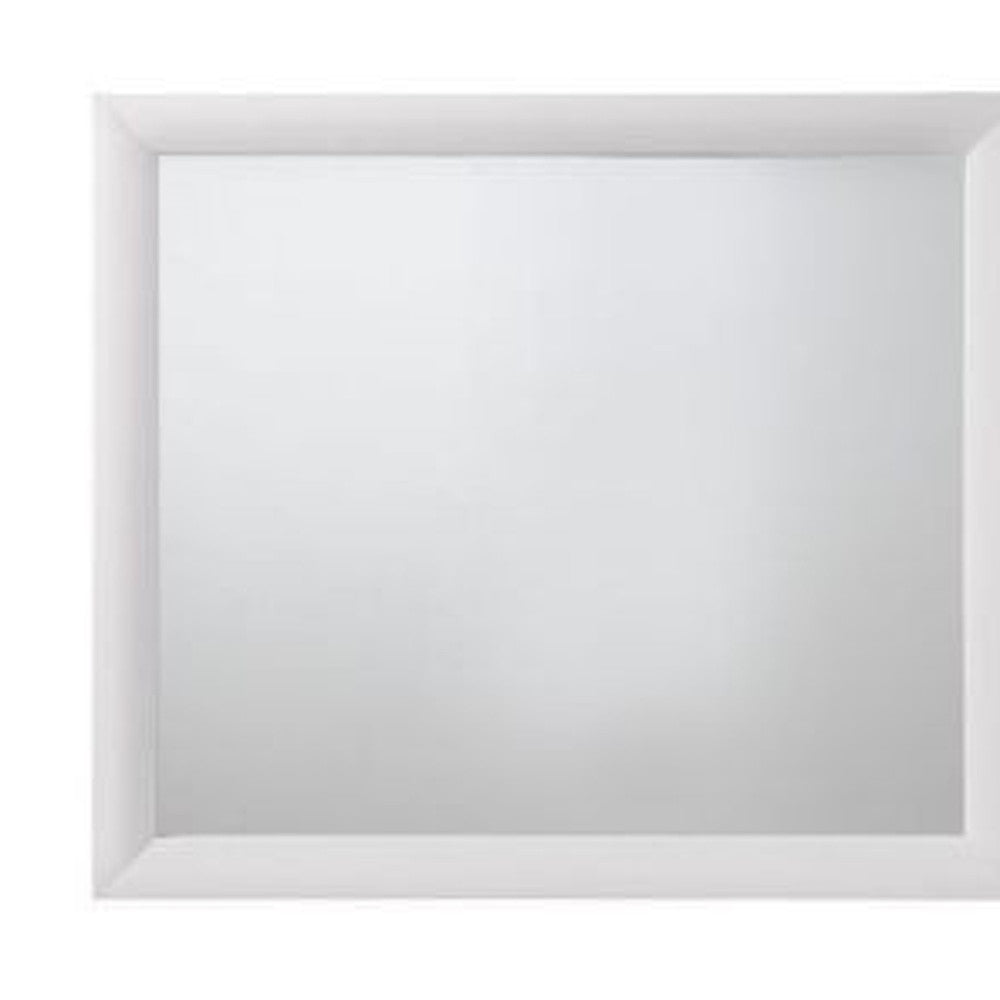 35" White Square Wood Framed Mounted Dresser Mirror