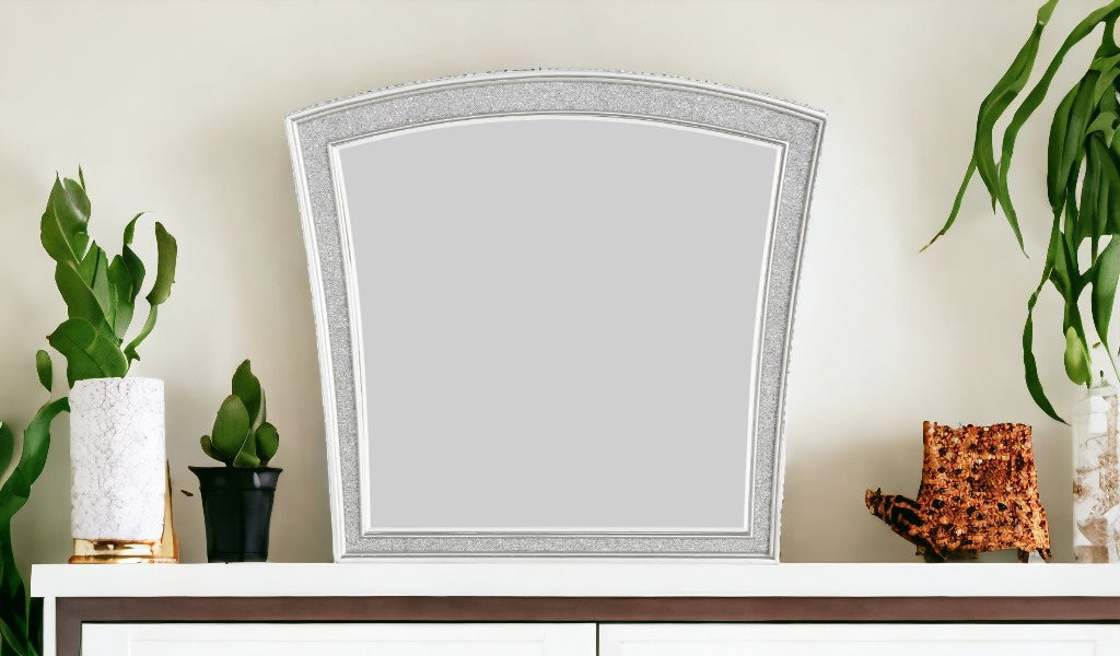 44" Platinum Abstract Wood Framed Mounted Dresser Mirror