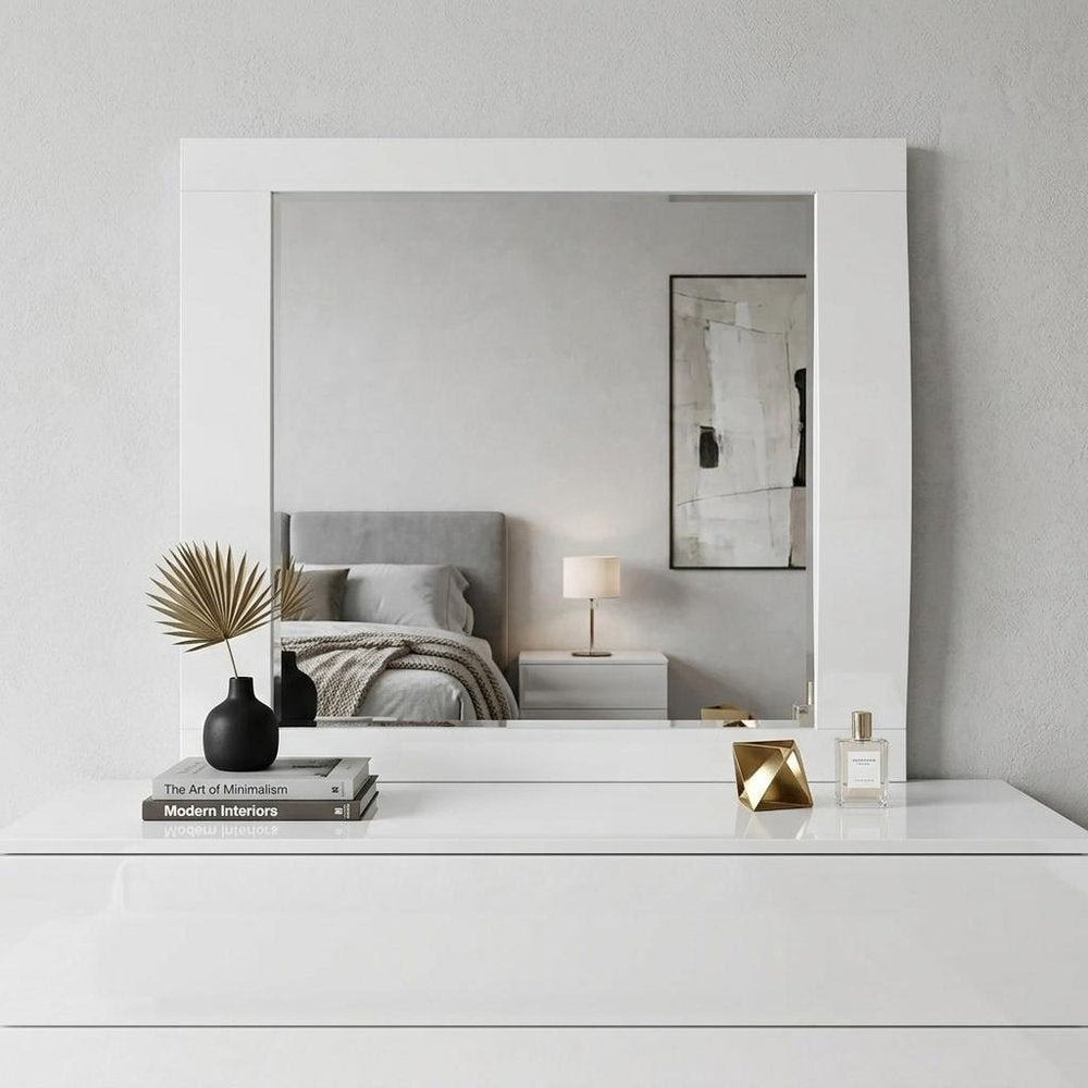 37" White Wood Framed Mounted Dresser Mirror
