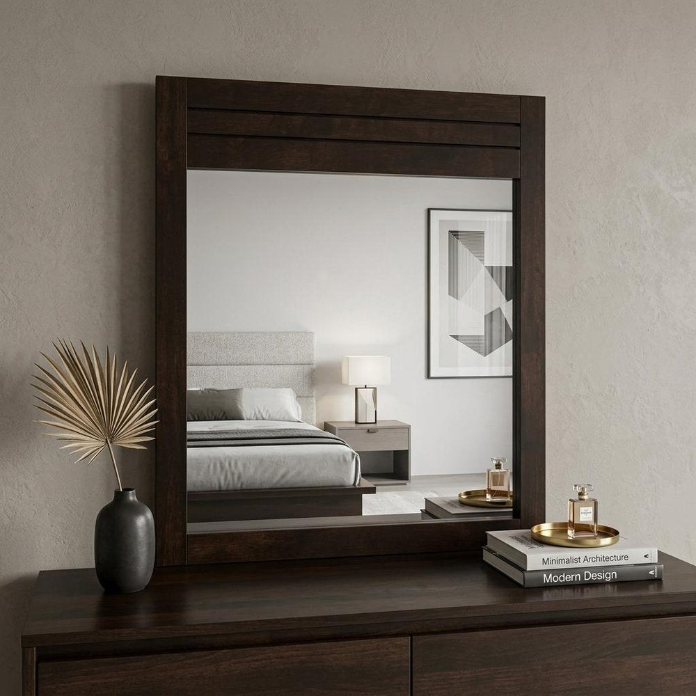 37" Mahogany Wood Framed Dresser Mirror