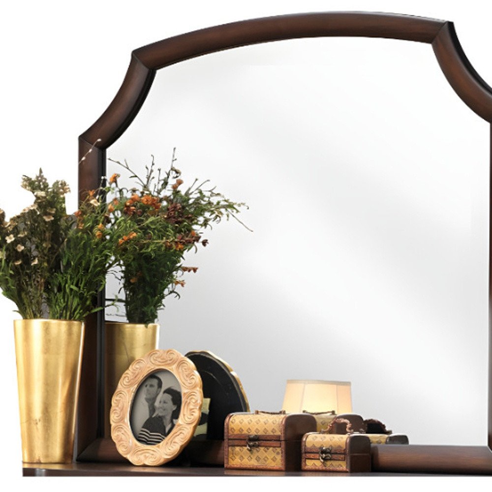 37" Espresso Abstract Wood Framed Mounted Dresser Mirror