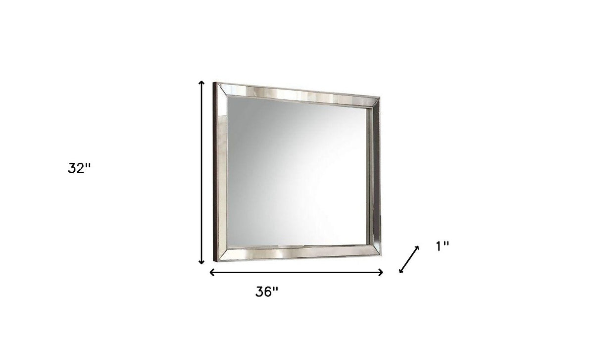32" Platinum Wood Framed Mounted Dresser Mirror