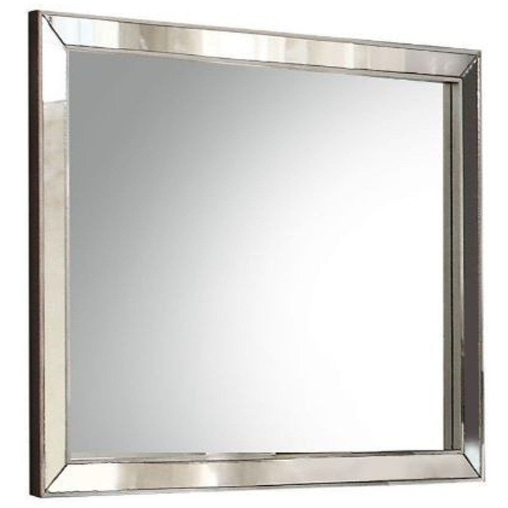 32" Platinum Wood Framed Mounted Dresser Mirror