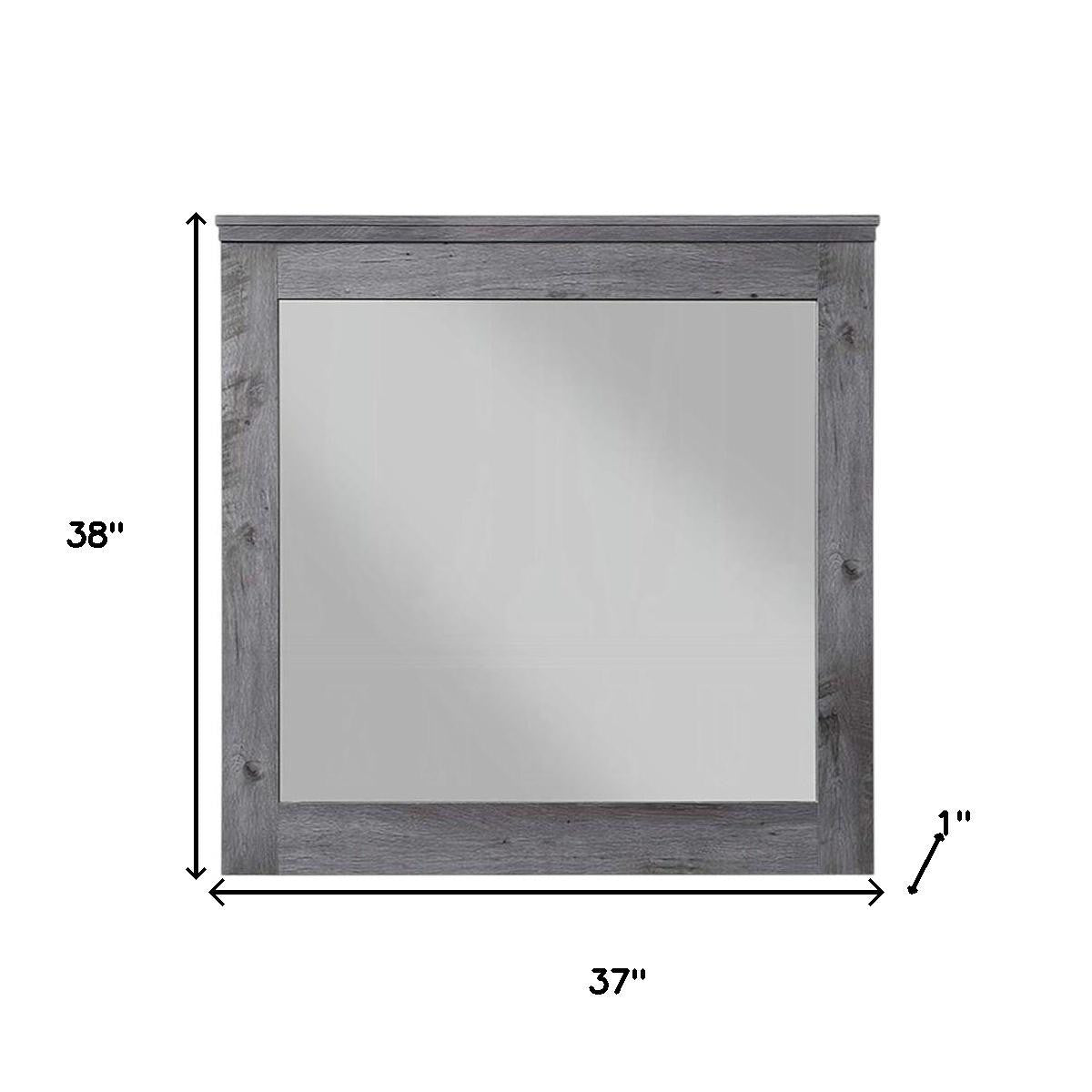 38" Square Wood Framed Mounted Dresser Mirror