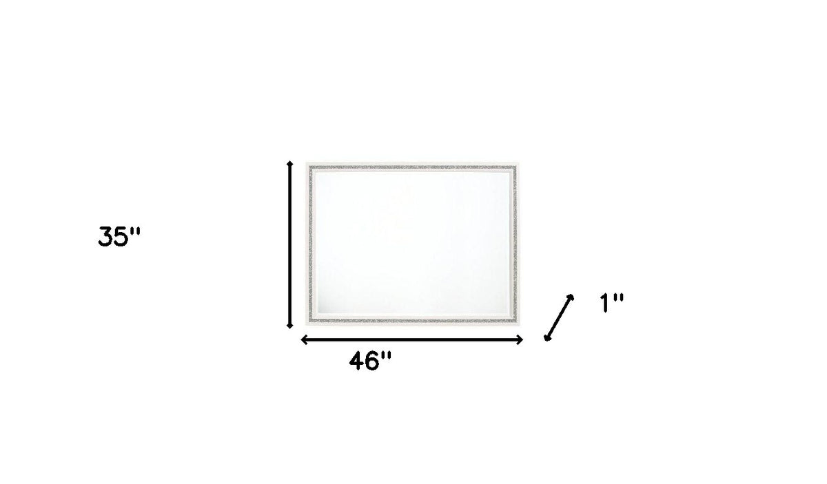 35" White Wood Framed Mounted Dresser Mirror