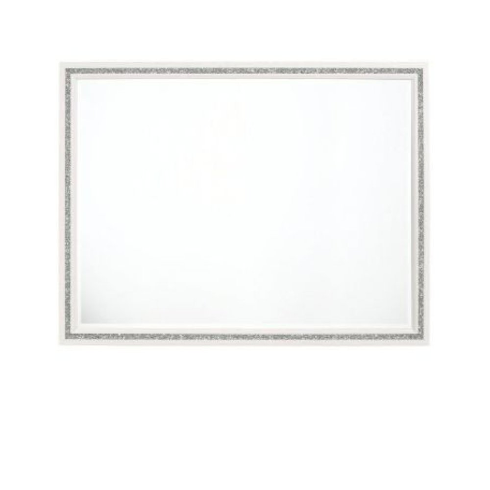 35" White Wood Framed Mounted Dresser Mirror