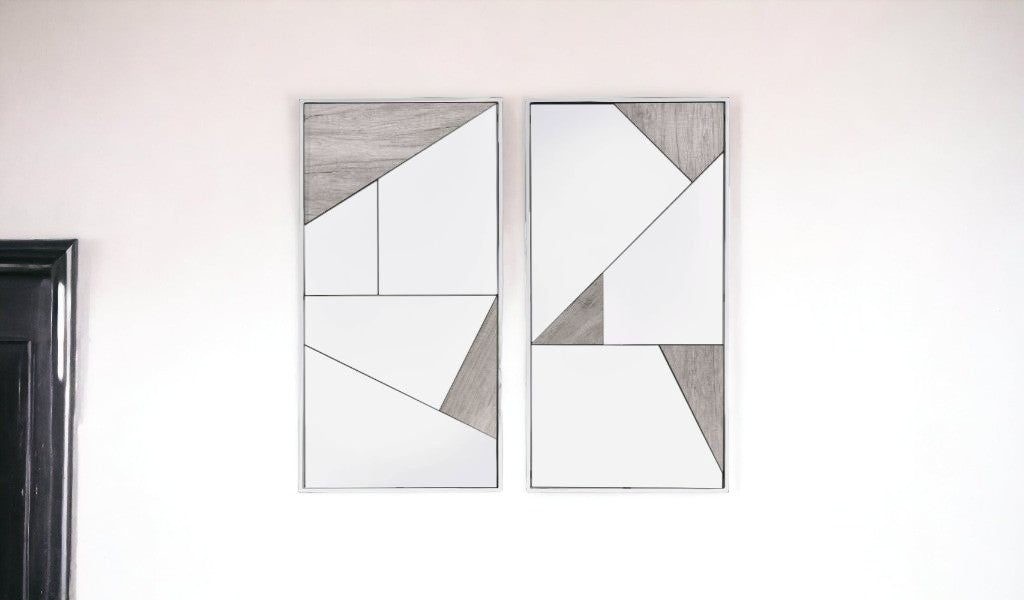 Set of Two Chrome and Natural Framed Accent Mirror