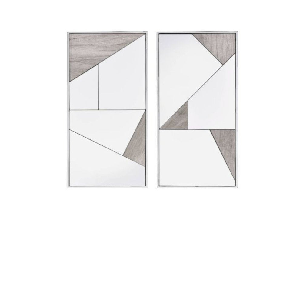 Set of Two Natural Metal Framed Accent Mirror