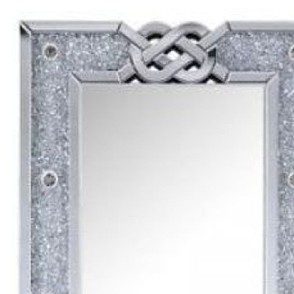 63" Mirrored & Faux Diamonds Lighted Irregular Accent Mirror