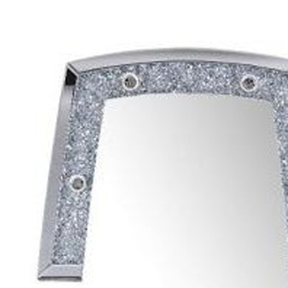 63" Mirrored & Faux Diamonds Lighted Irregular Accent Mirror