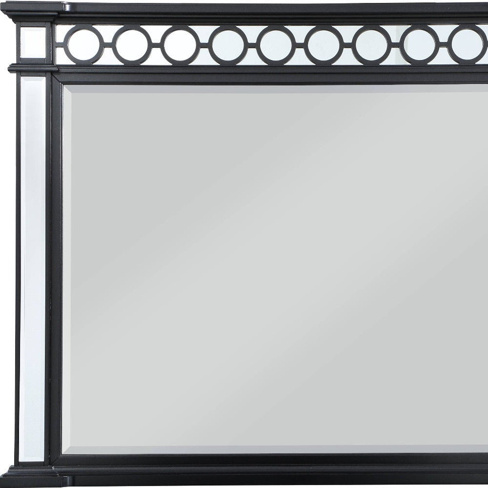 42" Mirrored, Black & Sliver Finish Dresser Mirror