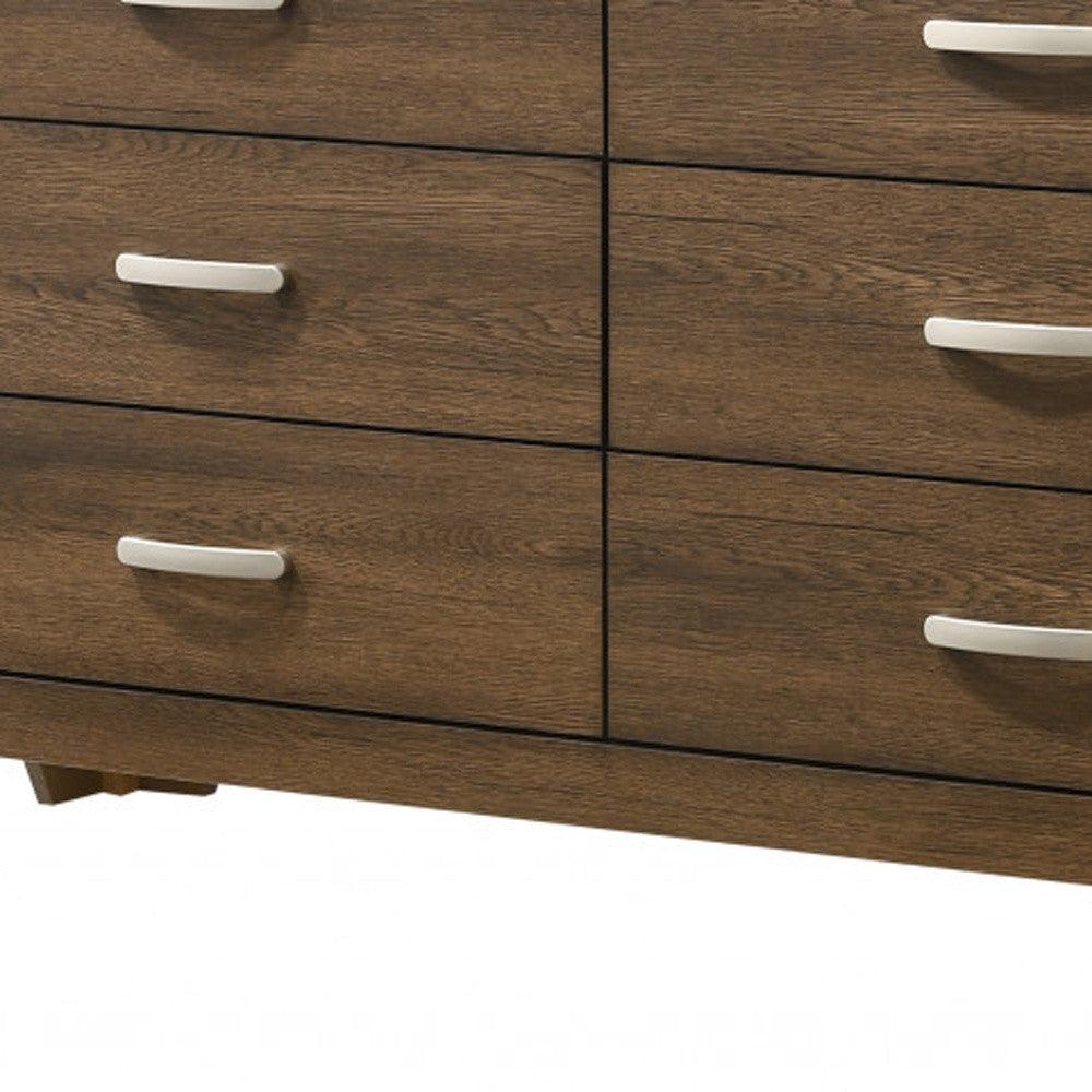 59" Brown Solid and Manufactured Wood Six Drawer Double Dresser