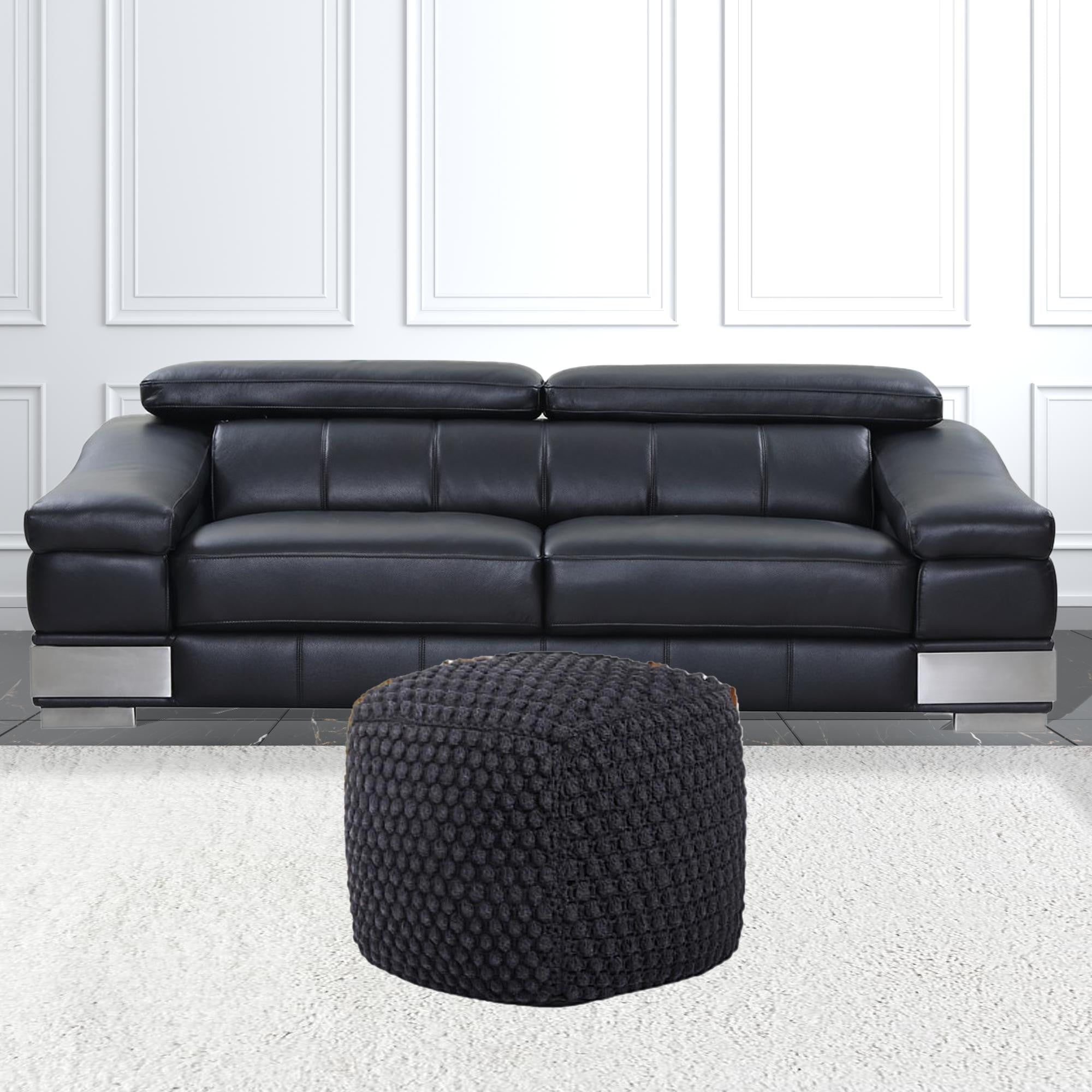 18" Light Gray Cotton Blend Pouf Ottoman