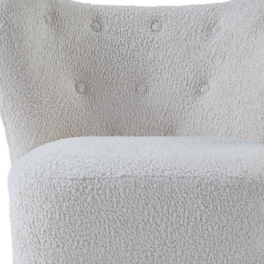 31" White and Brown Sherpa Polka Dots Wingback Chair