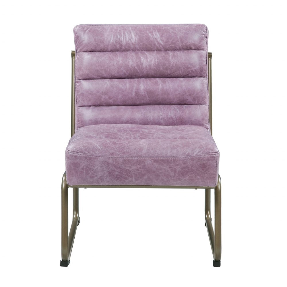 22" Wisteria and Steel Blue Top Grain Leather Ikat Side Chair