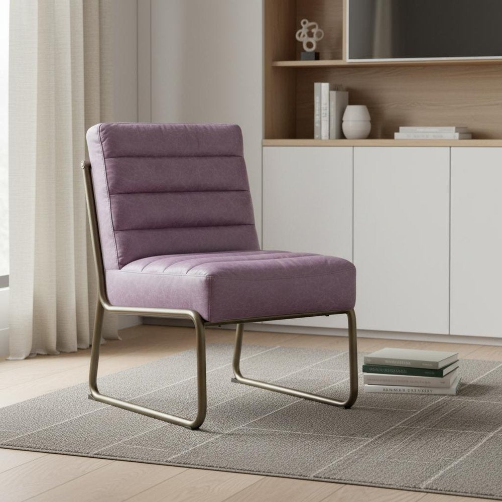 22" Wisteria and Steel Blue Top Grain Leather Ikat Side Chair