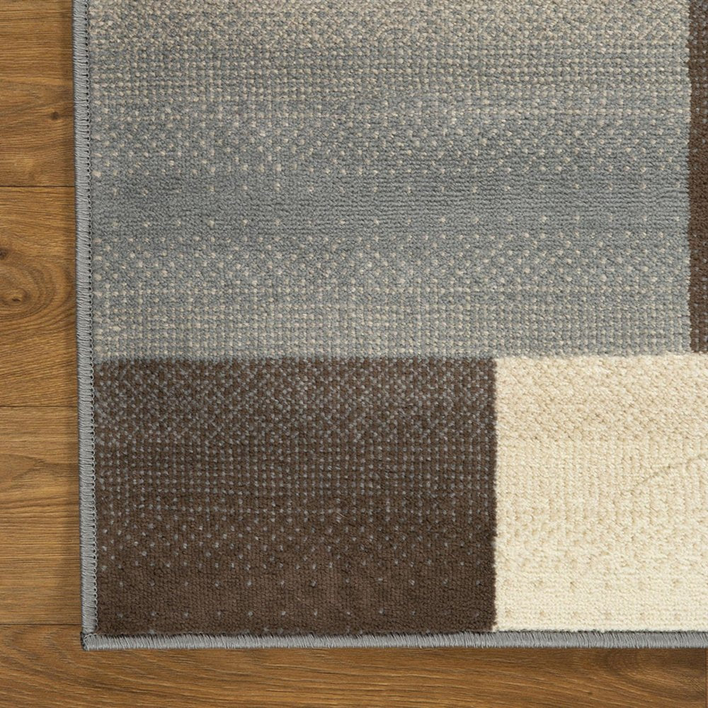 4' X 6' Gray Tan And Brown Patchwork Area Rug
