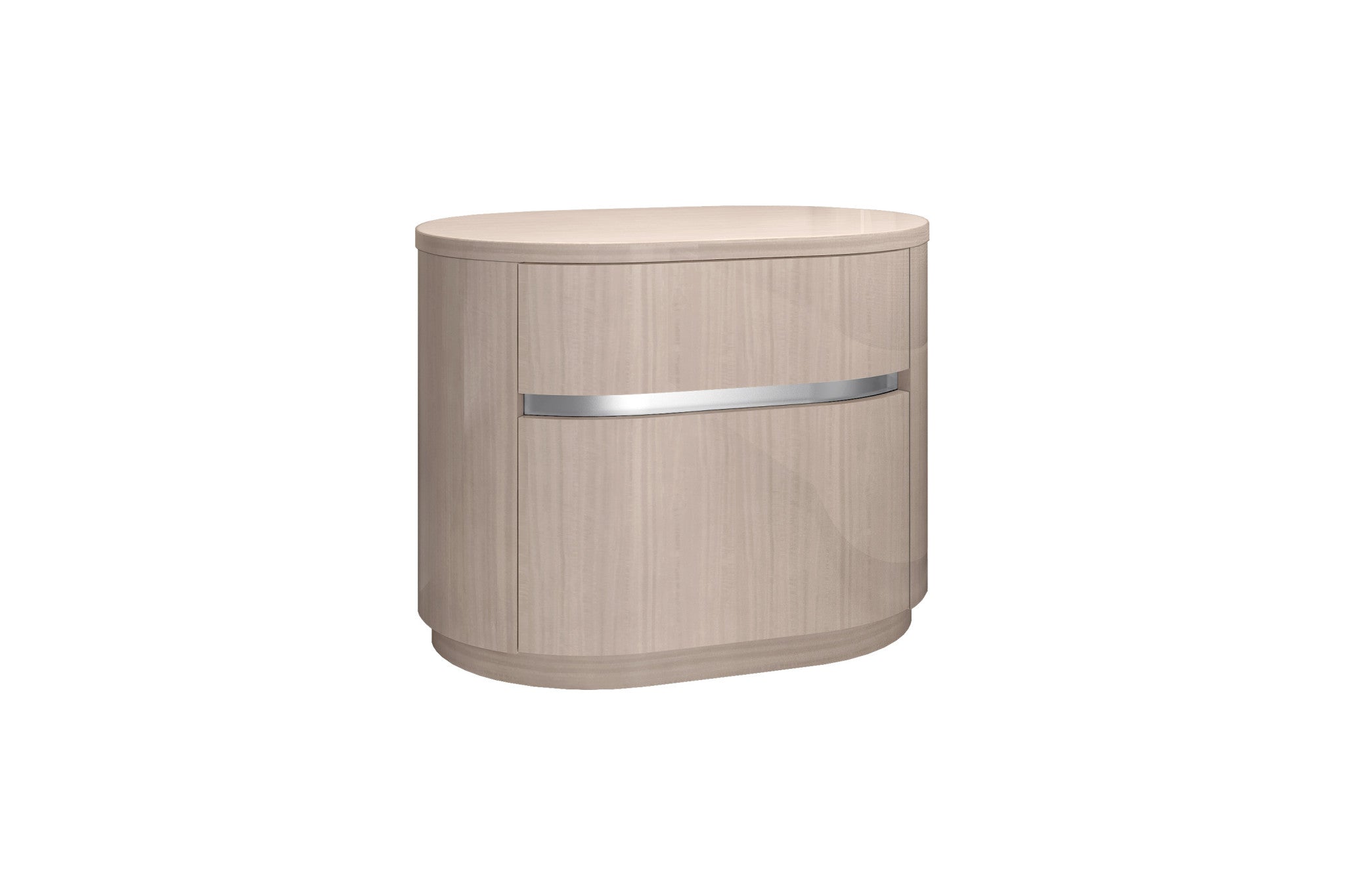 22" Beige Two Drawer Oval Nightstand