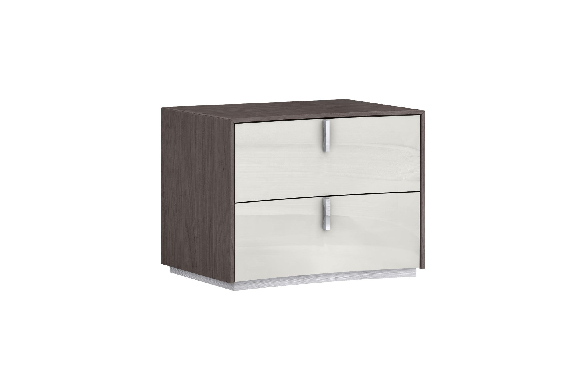 18" Brown Oak and Gray Two Drawer Nightstand