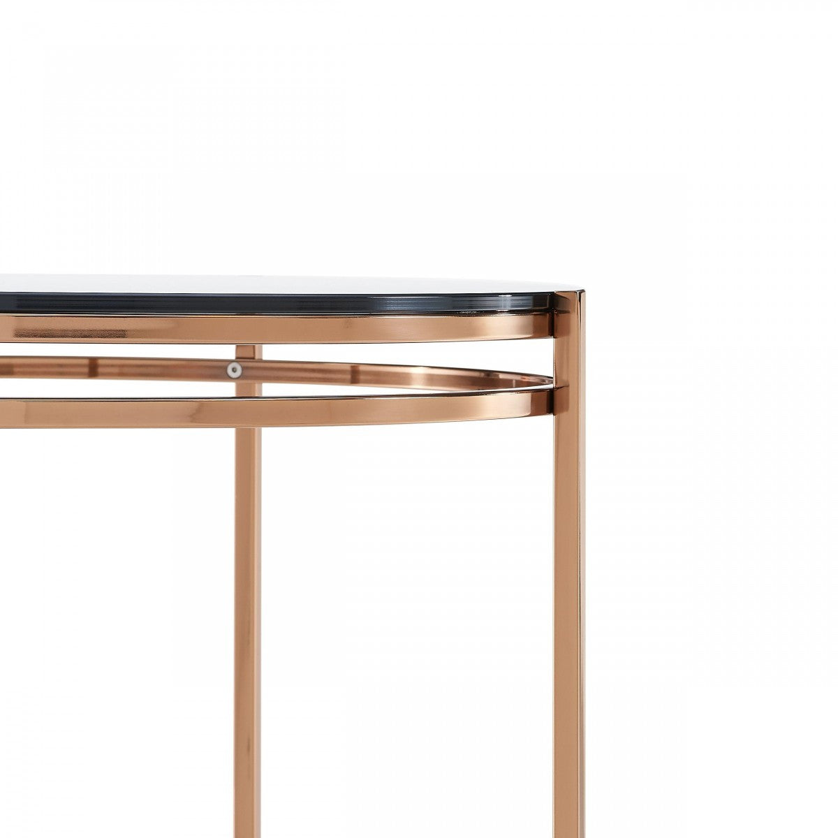 22" Rosegold And Smoke Glass Geo Round End Table