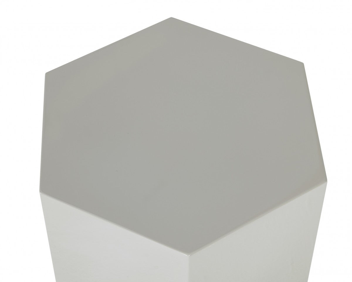 9" Light Gray Hexagon End Table