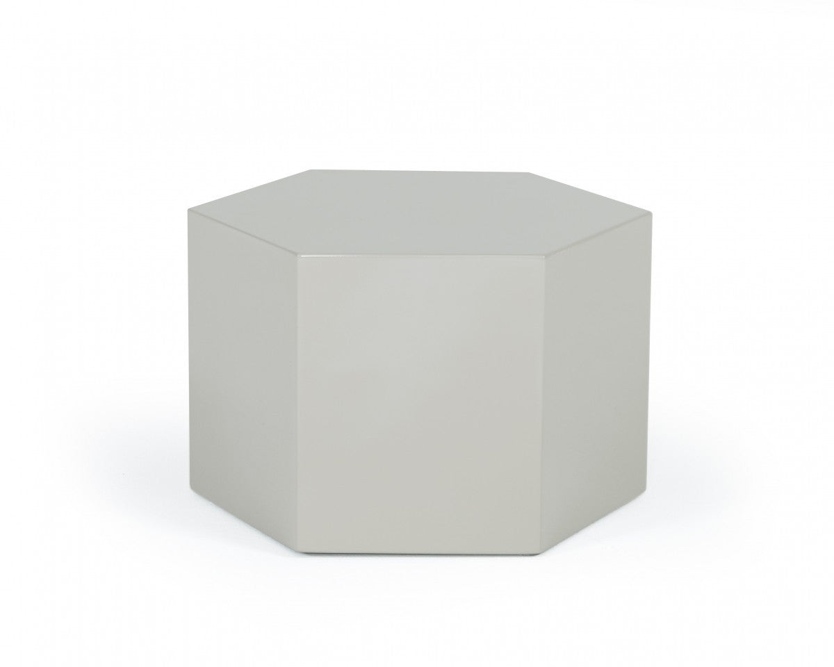 9" Light Gray Hexagon End Table