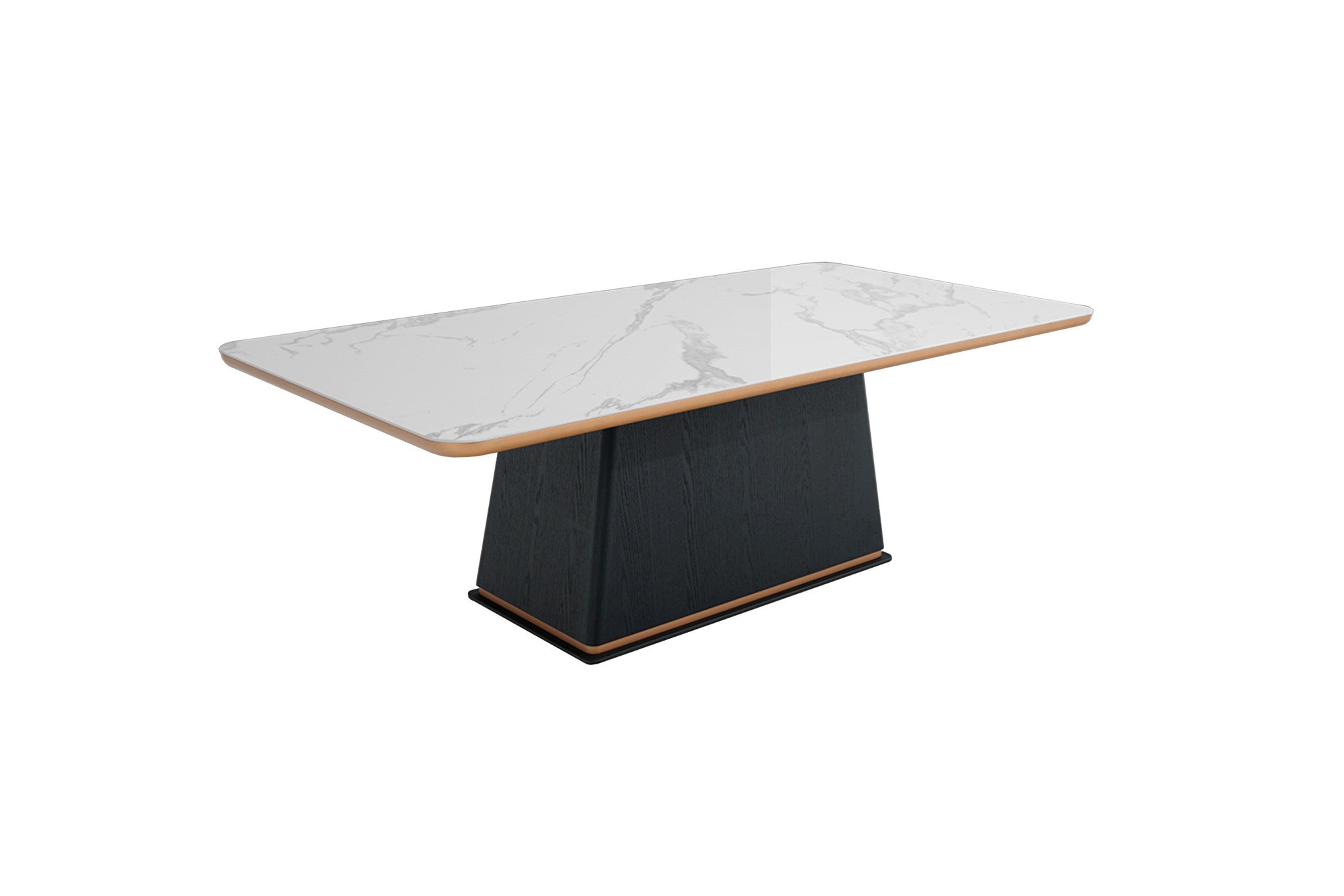 94" White and Black Ceramic and Wood Pedestal Base Dining Table