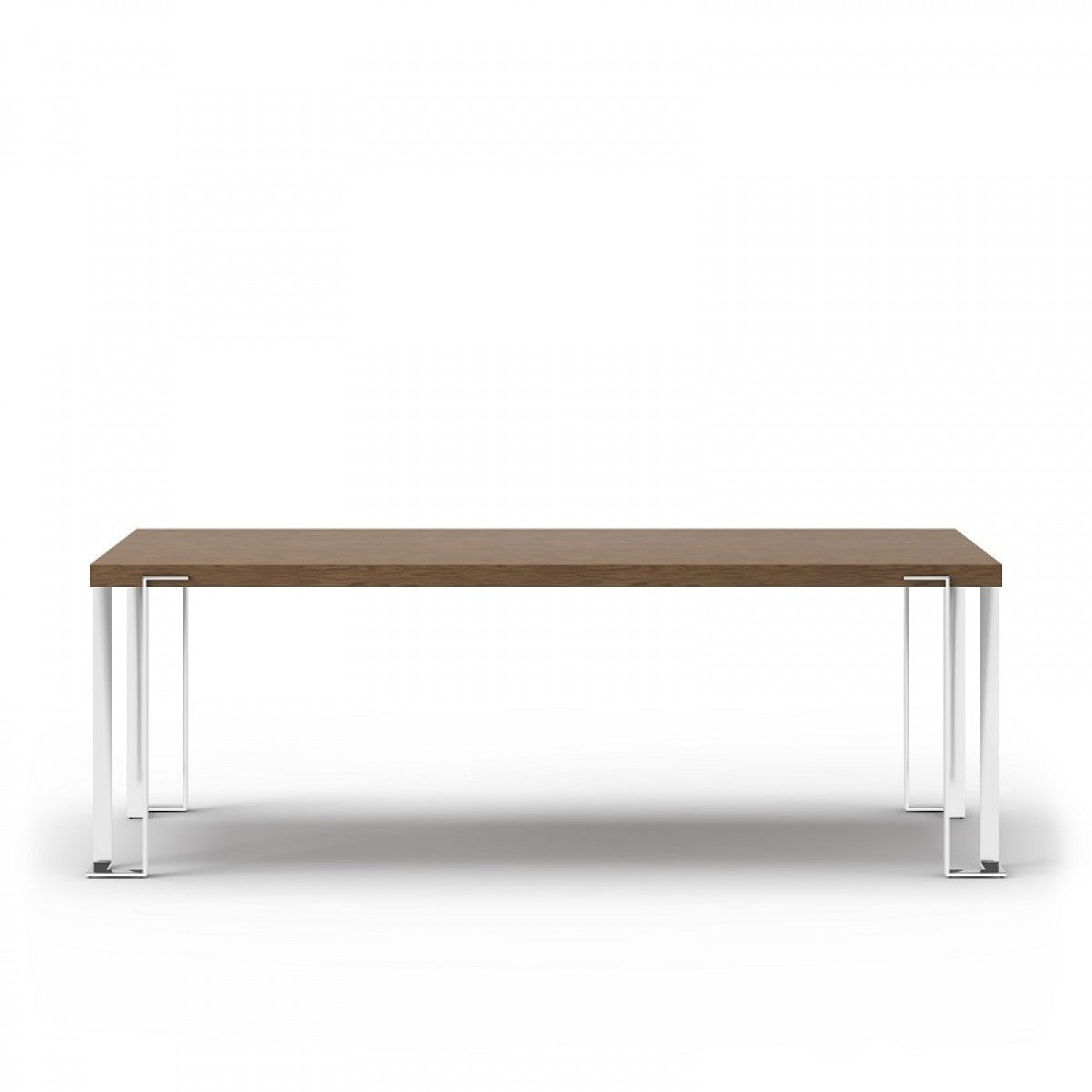 95" Brown and Silver Wood and Stainless Steel Dining Table