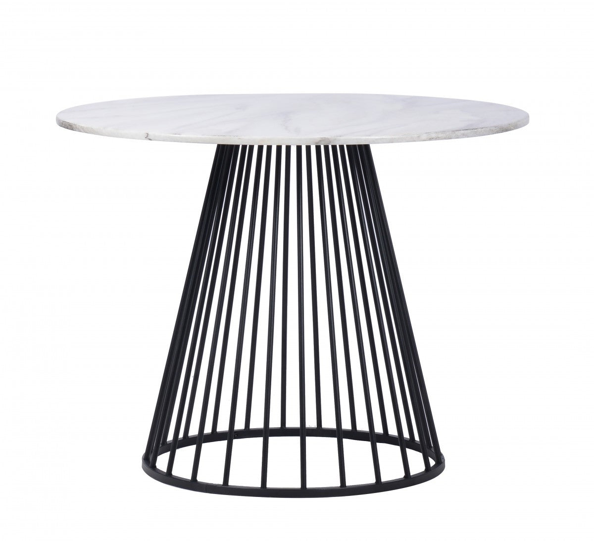 43" White And Black Rounded Manufactured Wood And Metal Dining Table