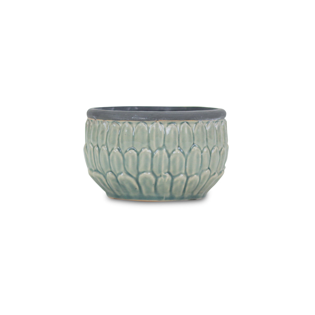 Blue Ceramic 37 Ounce Round Distressed Pot Planter