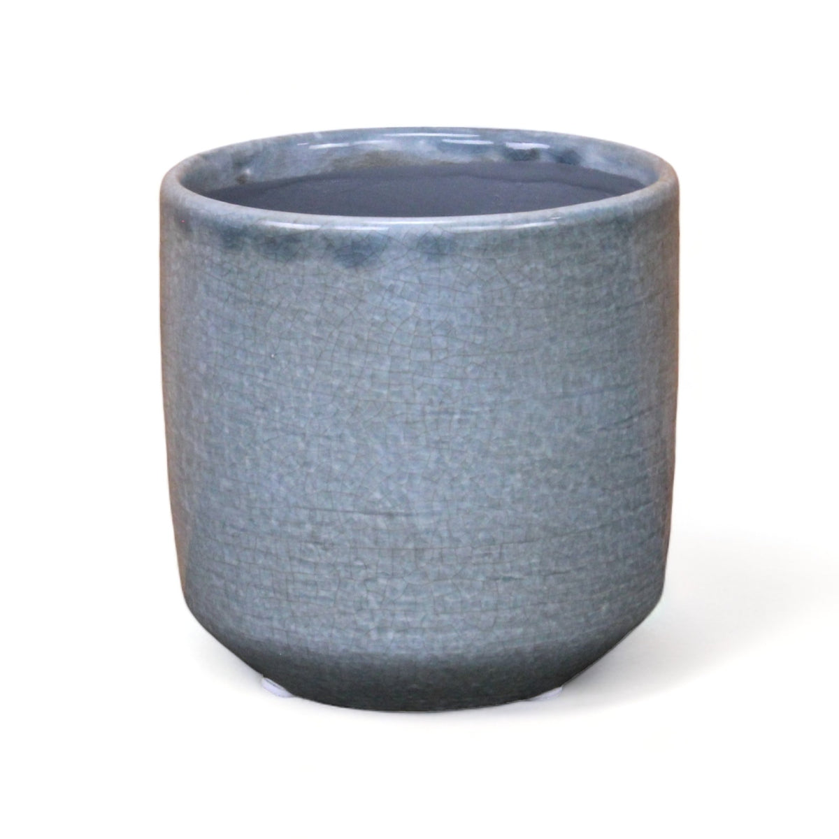 Gray Ceramic 44 Ounce Crackle Mosaic Round Distressed Pot Planter
