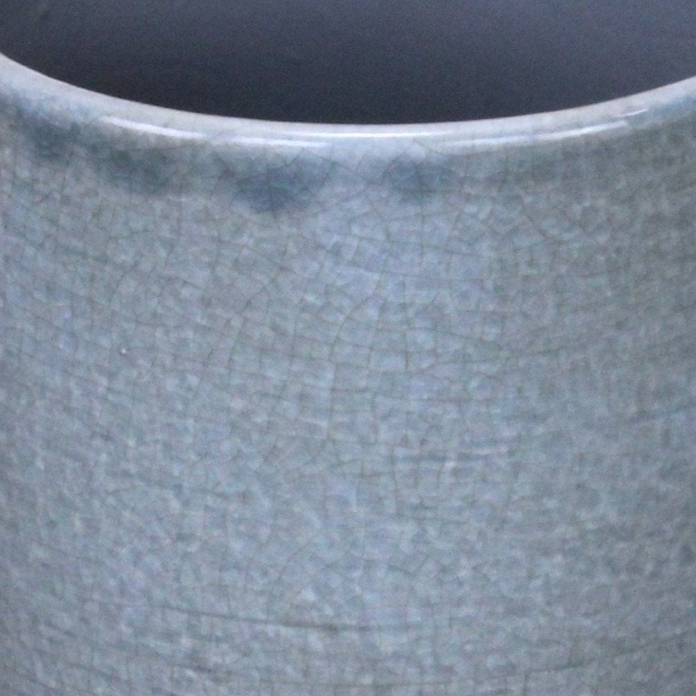 Gray Ceramic 44 Ounce Crackle Mosaic Round Distressed Pot Planter