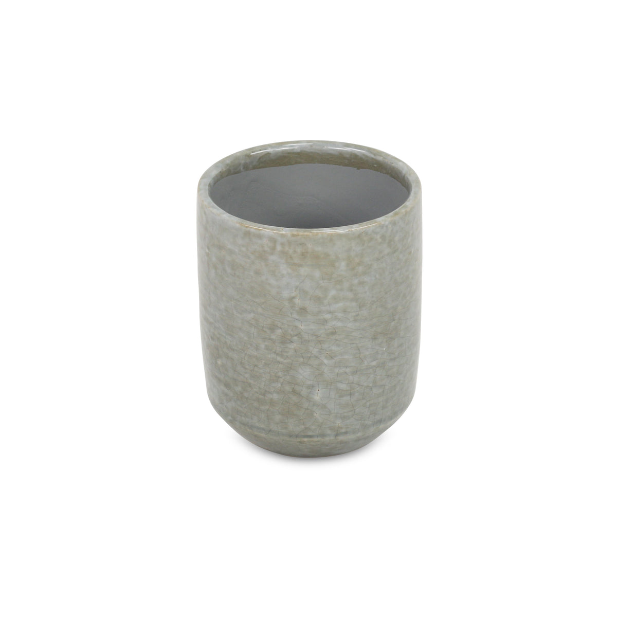 Gray Ceramic 20 Ounce Crackle Mosaic Round Distressed Pot Planter
