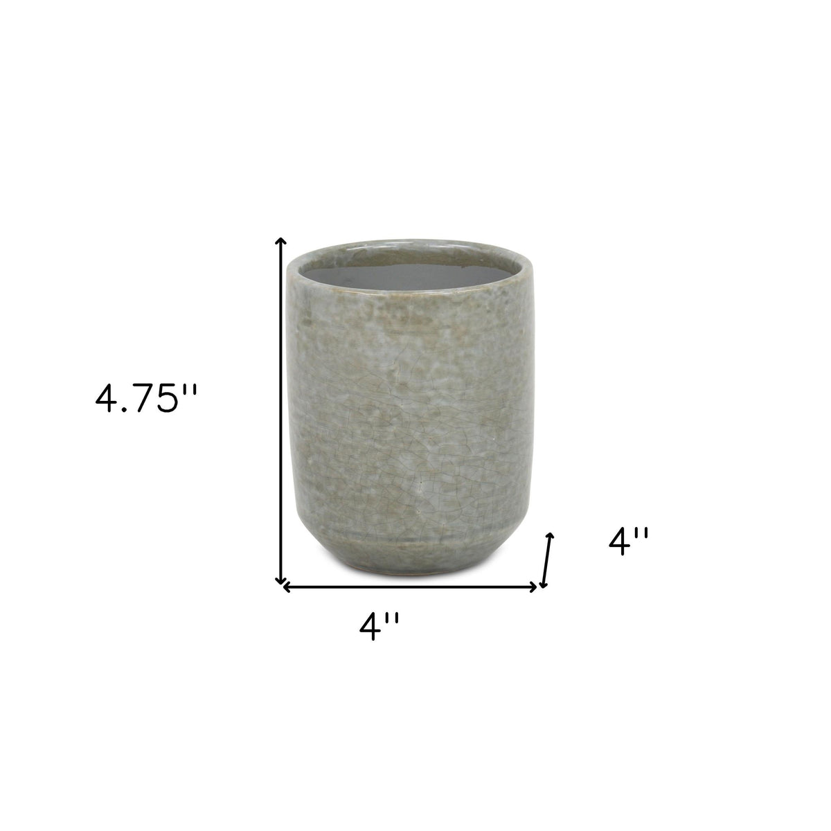 Gray Ceramic 20 Ounce Crackle Mosaic Round Distressed Pot Planter