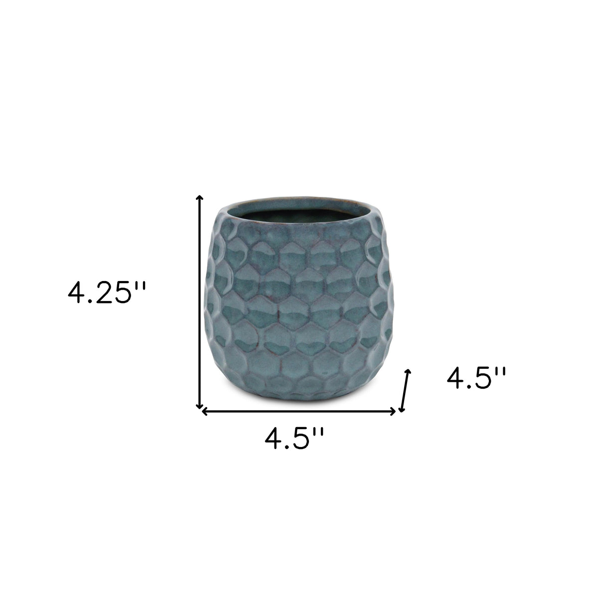 Blue Ceramic 15 Ounce Round Distressed Pot Planter
